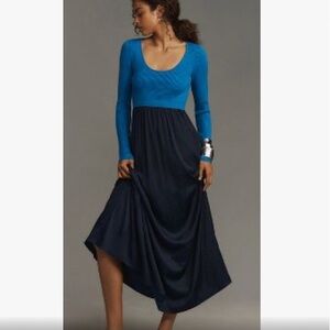 Anthropologie Thea Twofer Sweater Dress: Scoop-Neck Edition in blue